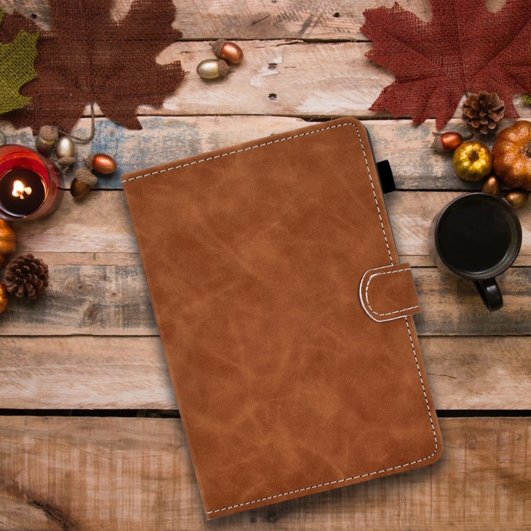 For 7 inch Tablet PC Universal Cowhide Texture Horizontal Flip Leather Case with Holder & Card Slots & Pen Slot(Brown) - 7 inch by buy2fix | Online Shopping UK | buy2fix