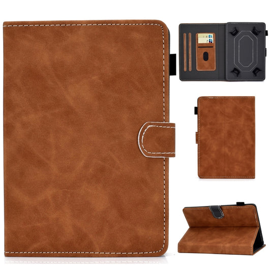 For 10 inch Tablet PC Universal Cowhide Texture Horizontal Flip Leather Case with Holder & Card Slots & Pen Slot(Brown) - 8 inch by buy2fix | Online Shopping UK | buy2fix