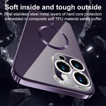 For iPhone 13 Pro Max MagSafe Magnetic Stainless Steel Frame Transparent TPU Phone Case(Silver) - iPhone 13 Pro Max Cases by buy2fix | Online Shopping UK | buy2fix