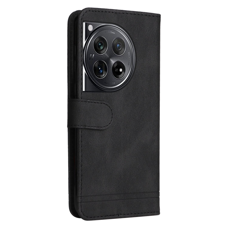 For OnePlus 12 Skin Feel Life Tree Metal Button Leather Phone Case(Black) - OnePlus Cases by buy2fix | Online Shopping UK | buy2fix