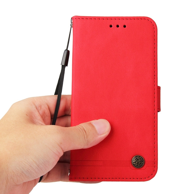 For OnePlus 13 Skin Feel Life Tree Metal Button Leather Phone Case(Red) by buy2fix