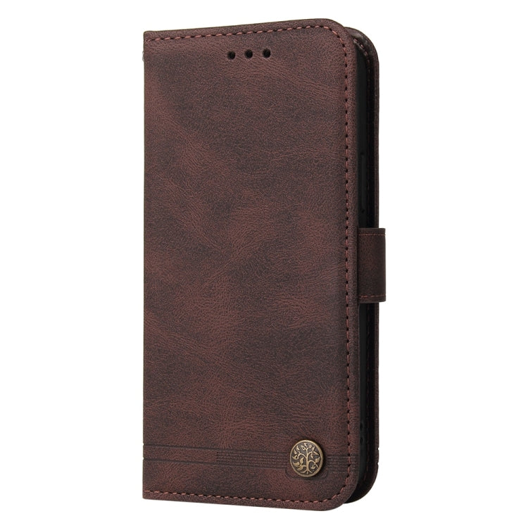 For OnePlus 13 Skin Feel Life Tree Metal Button Leather Phone Case(Brown) by buy2fix