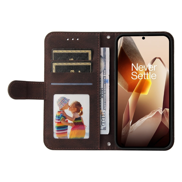 For OnePlus 13 Skin Feel Life Tree Metal Button Leather Phone Case(Brown) by buy2fix
