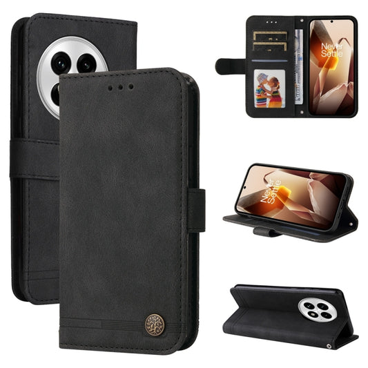 For OnePlus 13 Skin Feel Life Tree Metal Button Leather Phone Case(Black) by buy2fix