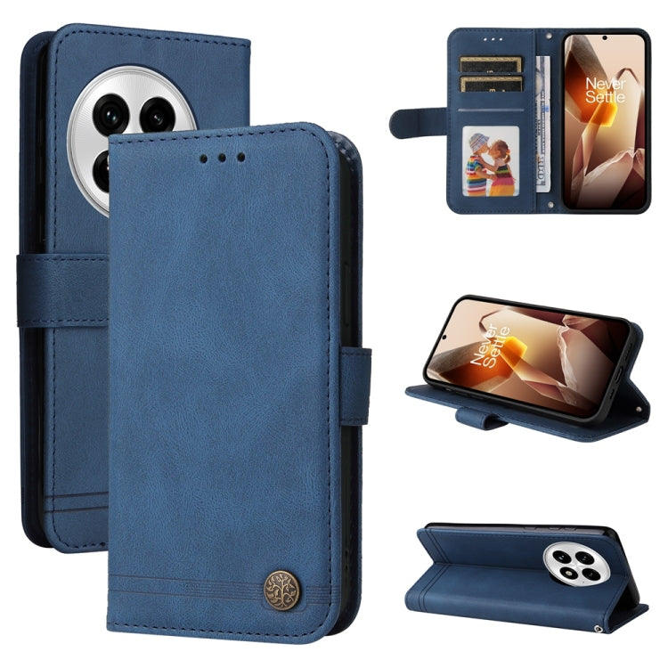 For OnePlus 13 Skin Feel Life Tree Metal Button Leather Phone Case(Blue) by buy2fix