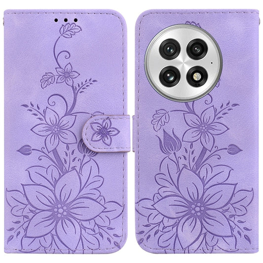For OnePlus 13 Lily Embossed Leather Phone Case(Purple) by buy2fix
