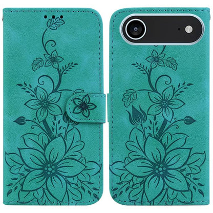 For iPhone Air Lily Embossed Leather Phone Case(Green) - iPhone Air Cases by buy2fix | Online Shopping UK | buy2fix