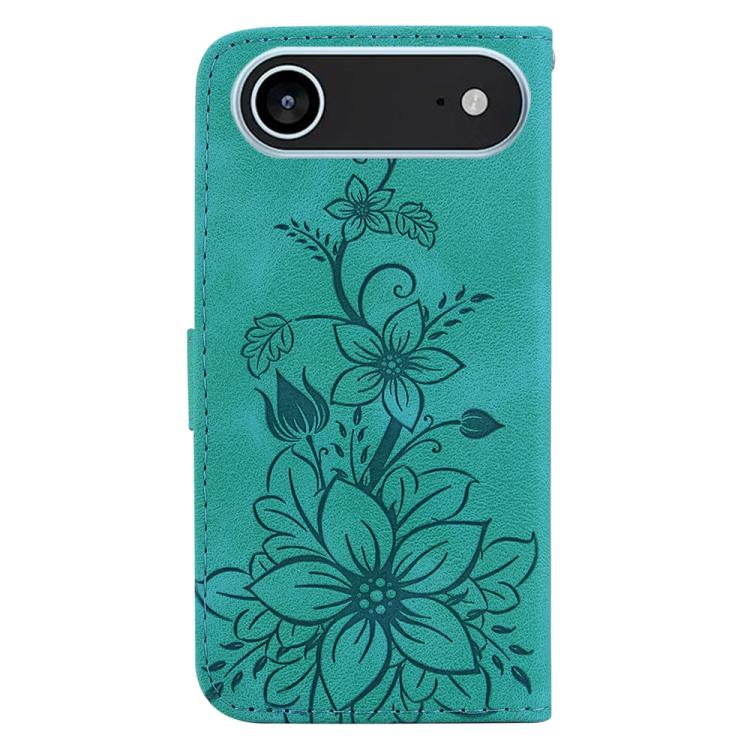 For iPhone Air Lily Embossed Leather Phone Case(Green) - iPhone Air Cases by buy2fix | Online Shopping UK | buy2fix