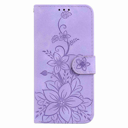 For iPhone Air Lily Embossed Leather Phone Case(Purple) - iPhone Air Cases by buy2fix | Online Shopping UK | buy2fix