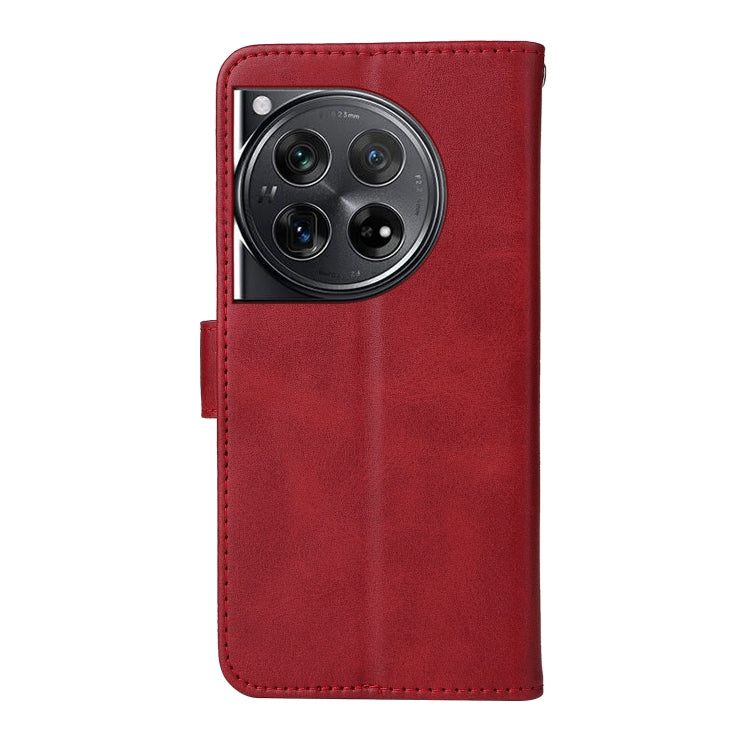 For OnePlus 12 Classic Calf Texture Flip Leather Phone Case(Red) - OnePlus Cases by buy2fix | Online Shopping UK | buy2fix