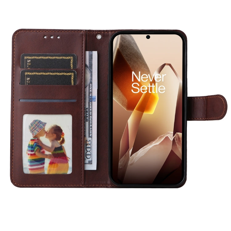 For OnePlus 13 Classic Calf Texture Flip Leather Phone Case(Brown) by buy2fix