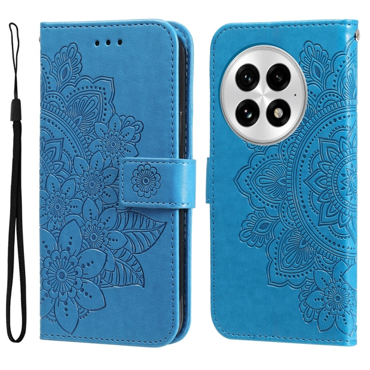For OnePlus 13 Seven-petal Flowers Embossing Leather Phone Case(Blue) by buy2fix