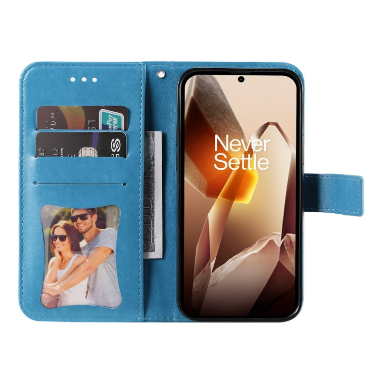 For OnePlus 13 Seven-petal Flowers Embossing Leather Phone Case(Blue) by buy2fix
