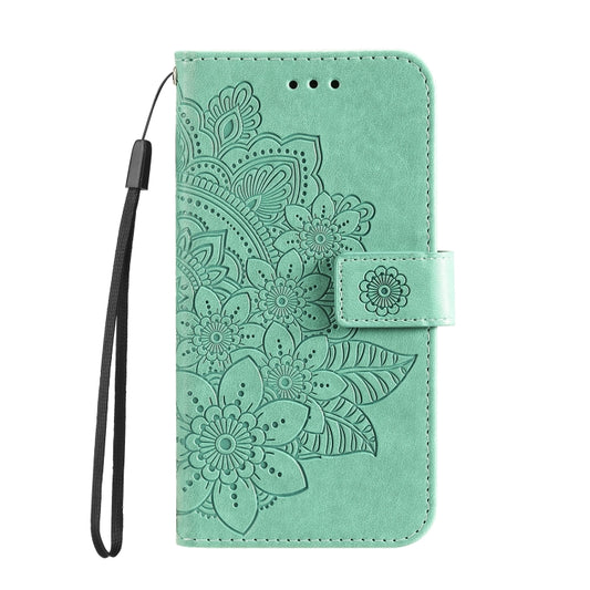 For OnePlus 13 Seven-petal Flowers Embossing Leather Phone Case(Green) by buy2fix
