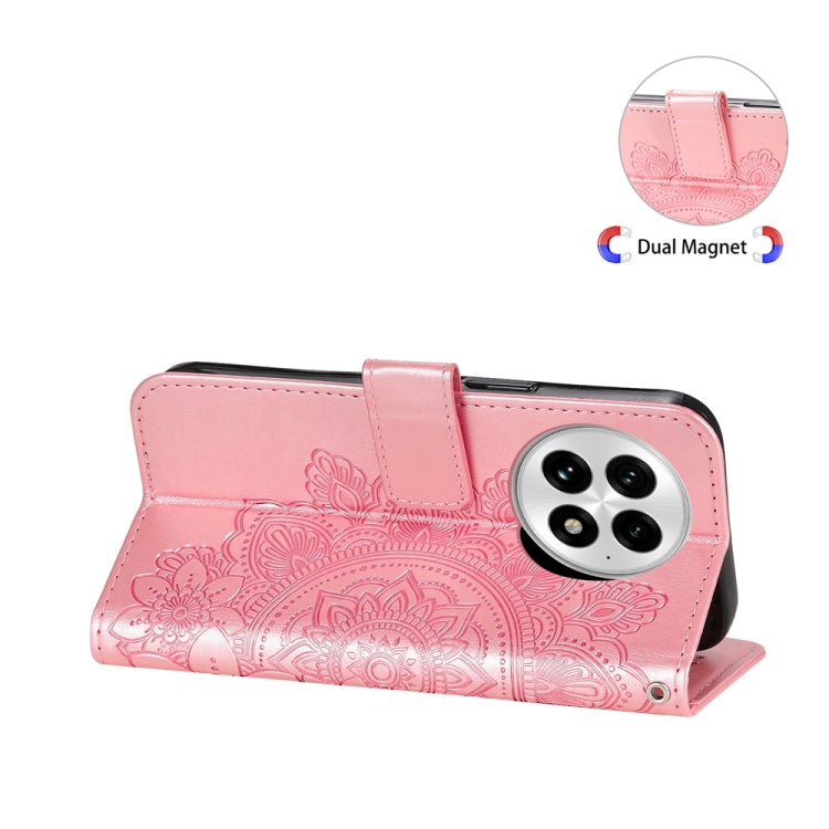 For OnePlus 13 Seven-petal Flowers Embossing Leather Phone Case(Rose Gold) by buy2fix