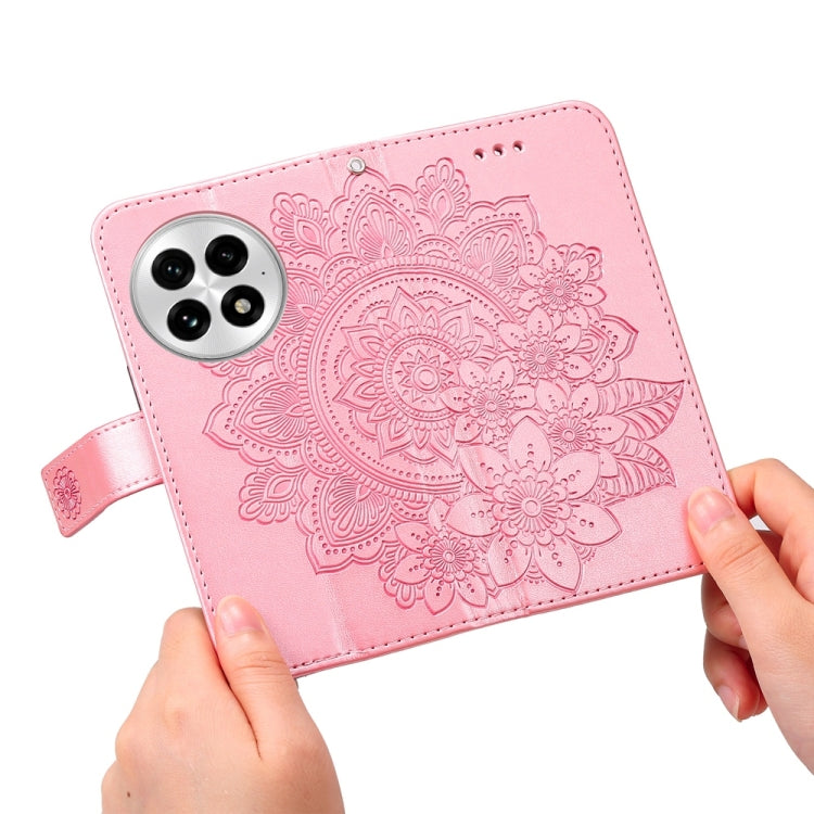 For OnePlus 13 Seven-petal Flowers Embossing Leather Phone Case(Rose Gold) by buy2fix