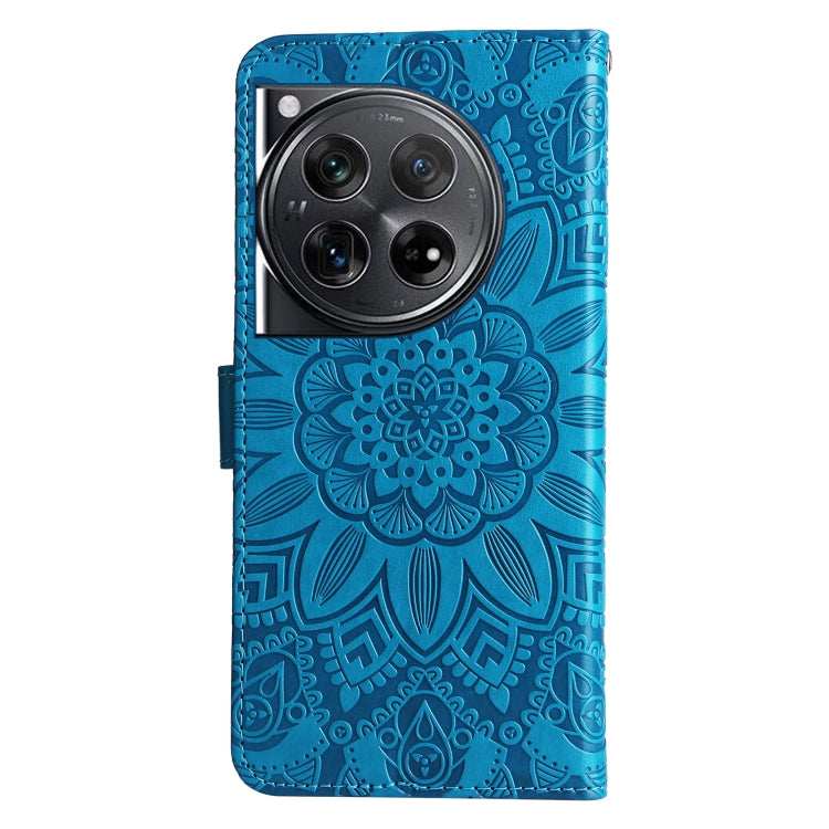 For OnePlus 12 Embossed Sunflower Leather Phone Case(Blue) by buy2fix