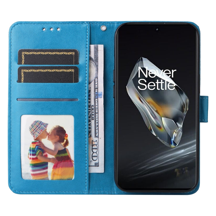 For OnePlus 12 Embossed Sunflower Leather Phone Case(Blue) by buy2fix