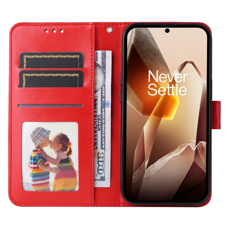 For OnePlus 13 Embossed Sunflower Leather Phone Case(Red) by buy2fix