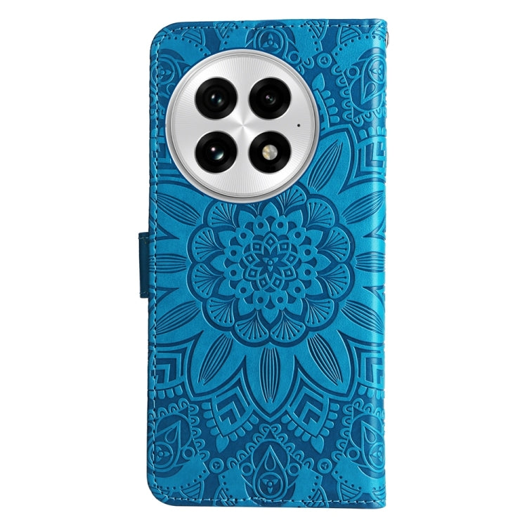 For OnePlus 13 Embossed Sunflower Leather Phone Case(Blue) by buy2fix