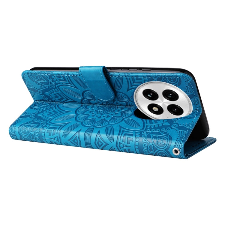 For OnePlus 13 Embossed Sunflower Leather Phone Case(Blue) by buy2fix