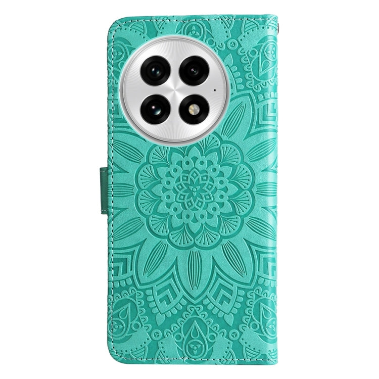 For OnePlus 13 Embossed Sunflower Leather Phone Case(Green) by buy2fix