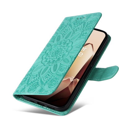 For OnePlus 13 Embossed Sunflower Leather Phone Case(Green) by buy2fix
