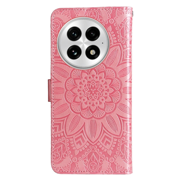 For OnePlus 13 Embossed Sunflower Leather Phone Case(Rose Gold) by buy2fix