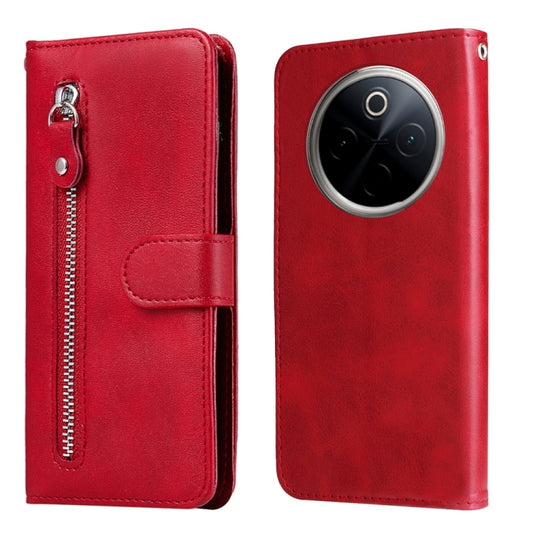 For OnePlus 13 Fashion Calf Texture Zipper Leather Phone Case(Red) by buy2fix