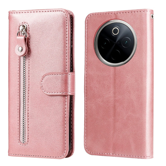 For OnePlus 13 Fashion Calf Texture Zipper Leather Phone Case(Rose Gold)