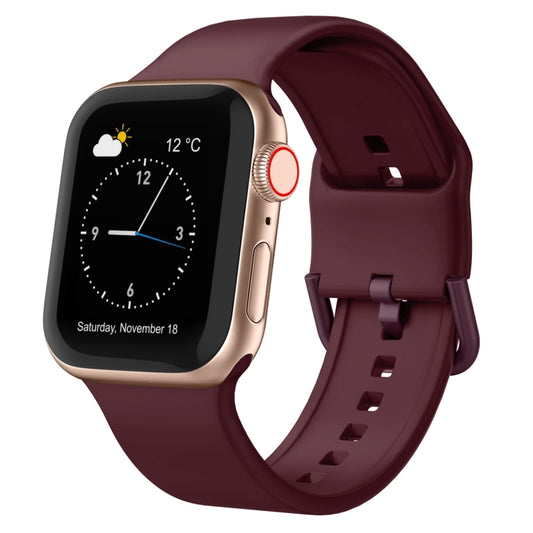 For Apple Watch Series 8 41mm Pin Buckle Silicone Watch Band(Wine Red) - Watch Bands by buy2fix | Online Shopping UK | buy2fix