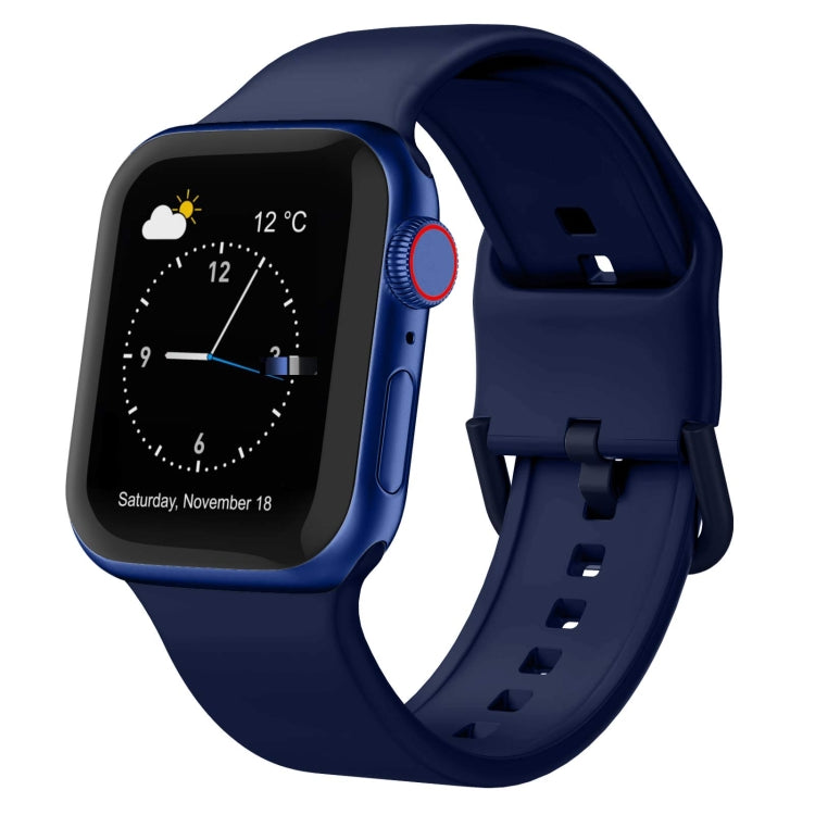 For Apple Watch Series 8 41mm Pin Buckle Silicone Watch Band(Midnight Blue) - Watch Bands by buy2fix | Online Shopping UK | buy2fix