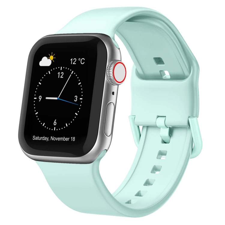 For Apple Watch SE 2022 44mm Pin Buckle Silicone Watch Band(Mint Green) - Watch Bands by buy2fix | Online Shopping UK | buy2fix