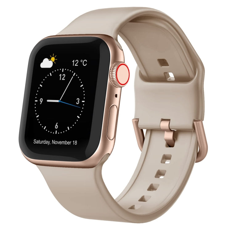 For Apple Watch SE 2022 44mm Pin Buckle Silicone Watch Band(Milk Tea) by buy2fix