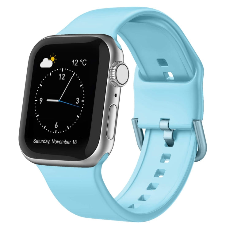 For Apple Watch SE 2022 44mm Pin Buckle Silicone Watch Band(Light Blue) by buy2fix