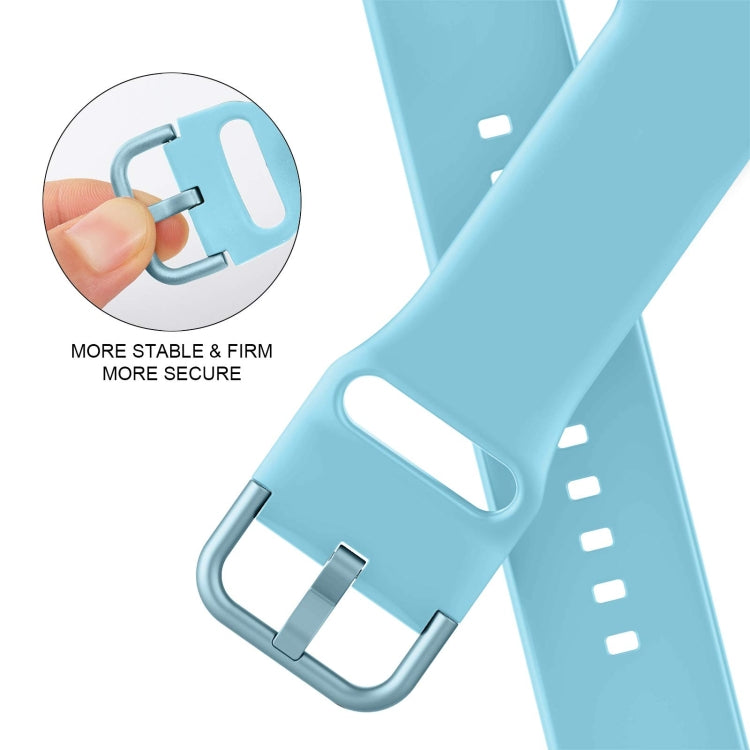 For Apple Watch SE 2022 44mm Pin Buckle Silicone Watch Band(Light Blue) by buy2fix