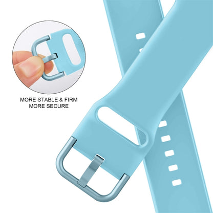 For Apple Watch SE 2022 44mm Pin Buckle Silicone Watch Band(Light Blue) by buy2fix