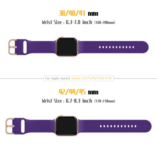 For Apple Watch Series 7 41mm Pin Buckle Silicone Watch Band(Purple) by buy2fix