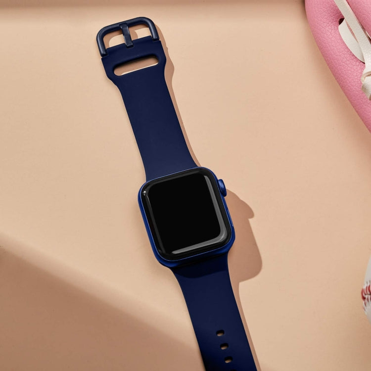 For Apple Watch Series 7 45mm Pin Buckle Silicone Watch Band(Midnight Blue) by buy2fix