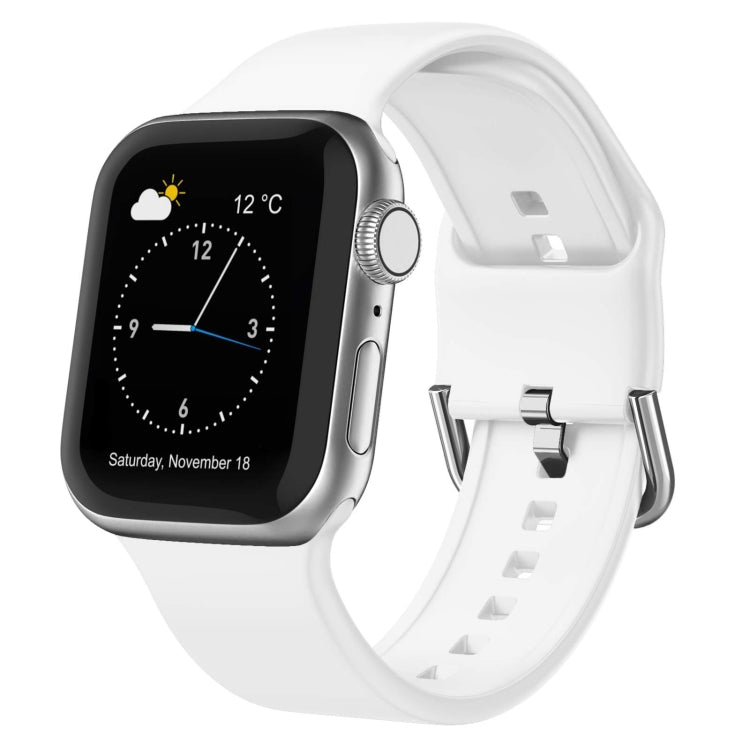 For Apple Watch Series 6 40mm Pin Buckle Silicone Watch Band(White) - Watch Bands by buy2fix | Online Shopping UK | buy2fix