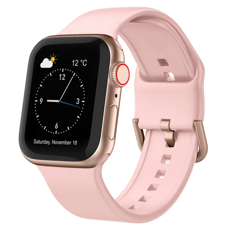 For Apple Watch Series 6 44mm Pin Buckle Silicone Watch Band(Pink) by buy2fix