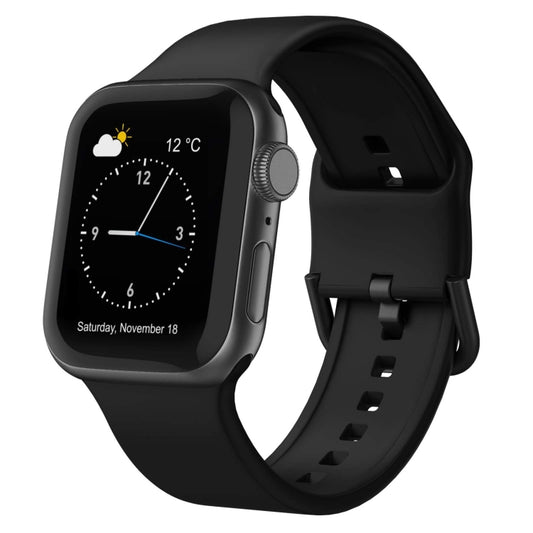 For Apple Watch Series 4 44mm Pin Buckle Silicone Watch Band(Black) by buy2fix