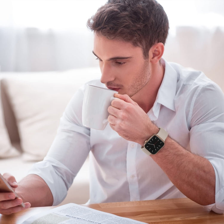 For Apple Watch Series 4 44mm Pin Buckle Silicone Watch Band(Milk Tea) by buy2fix