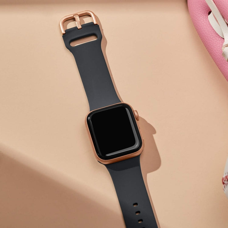 For Apple Watch Series 4 44mm Pin Buckle Silicone Watch Band(Dark Grey) by buy2fix