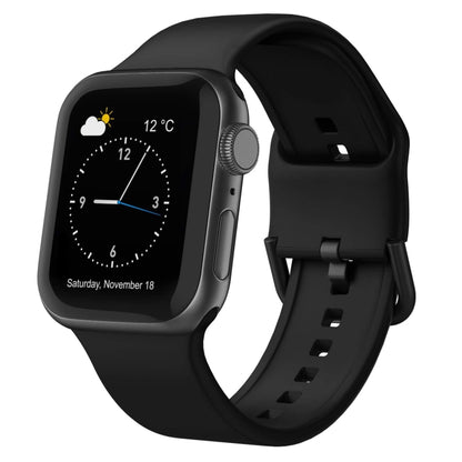 For Apple Watch Series 3 38mm Pin Buckle Silicone Watch Band(Black) by buy2fix