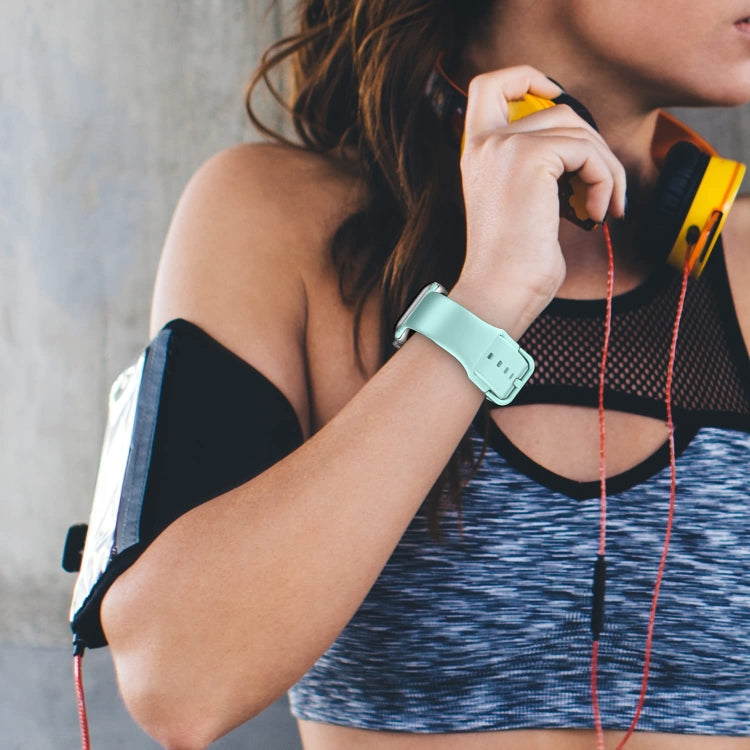 For Apple Watch Series 3 42mm Pin Buckle Silicone Watch Band(Mint Green) by buy2fix