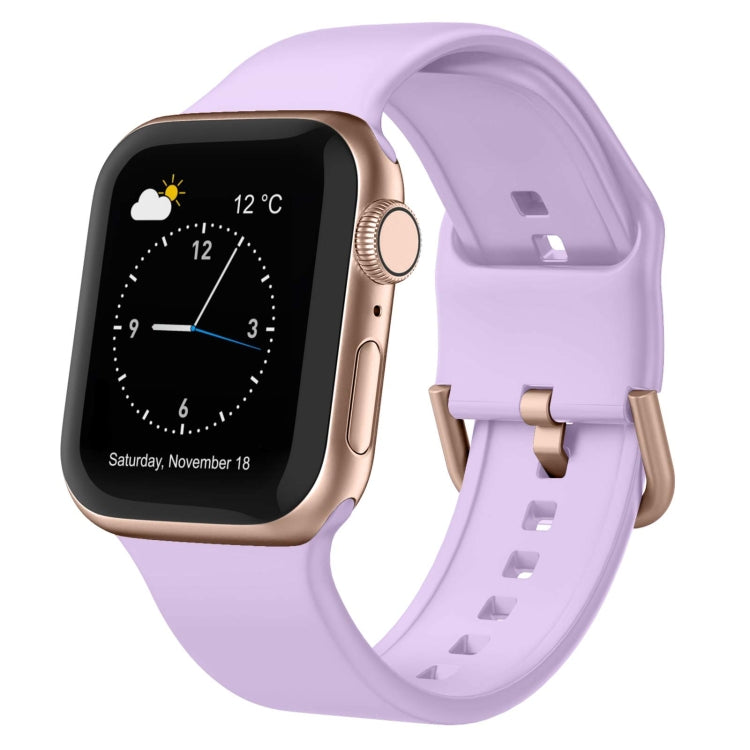 For Apple Watch Series 3 42mm Pin Buckle Silicone Watch Band(Lavender) - Watch Bands by buy2fix | Online Shopping UK | buy2fix