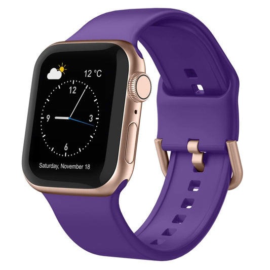 For Apple Watch 38mm Pin Buckle Silicone Watch Band(Purple) by buy2fix