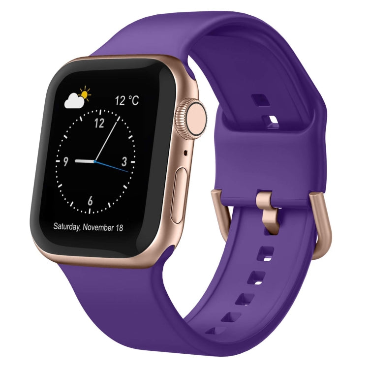 For Apple Watch Series 9 41mm Pin Buckle Silicone Watch Band(Purple) - Watch Bands by buy2fix | Online Shopping UK | buy2fix