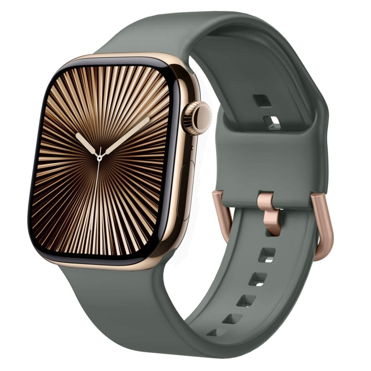 For Apple Watch Series 10 46mm Pin Buckle Silicone Watch Band(Olive) - Watch Bands by buy2fix | Online Shopping UK | buy2fix